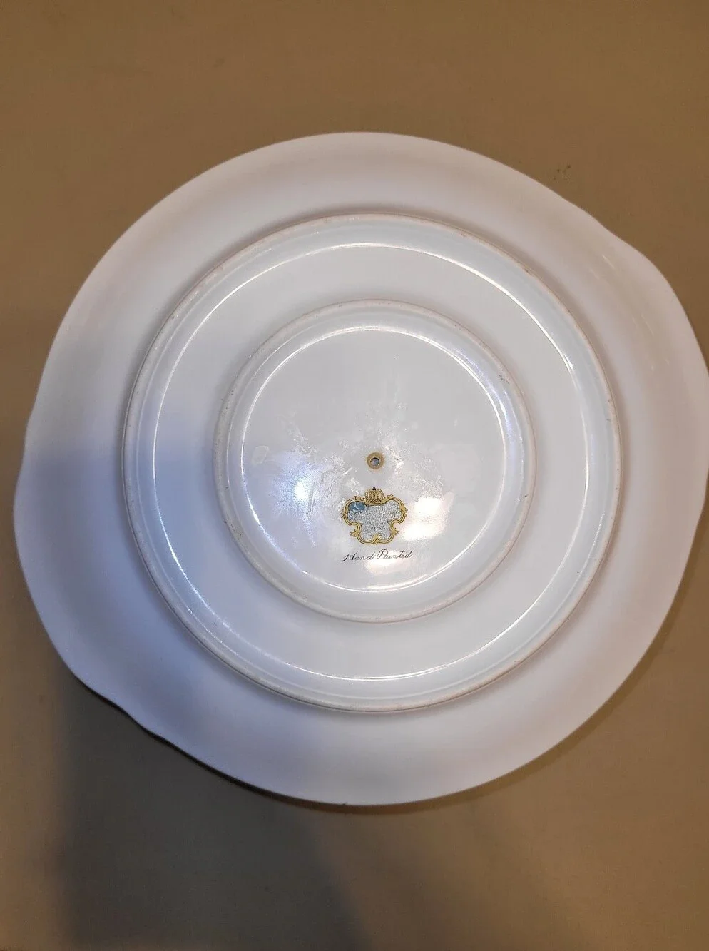 Mieto Porcelain Hand Painted Gravy Boat with Attached Saucer.